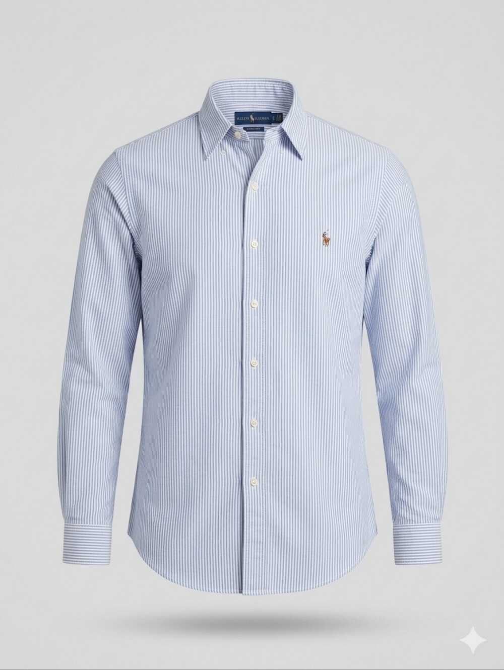 Ralph Lauren Classic Fit Blue White Stripe Button Front Shirt Medium